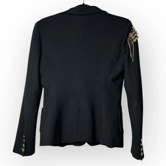 Studio F. Black Blazer with Studded Shoulder Detail - Picture 2 of 8